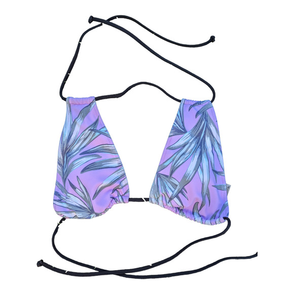 Victorias Secret Pink String Bikini Top, Tropical Leaf Print Pink Green, Size XS - Picture 1 of 4